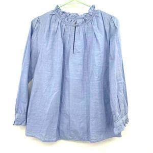 Noa Noa size 36‎ SMALL 100% organic cotton blue long sleeve shirt